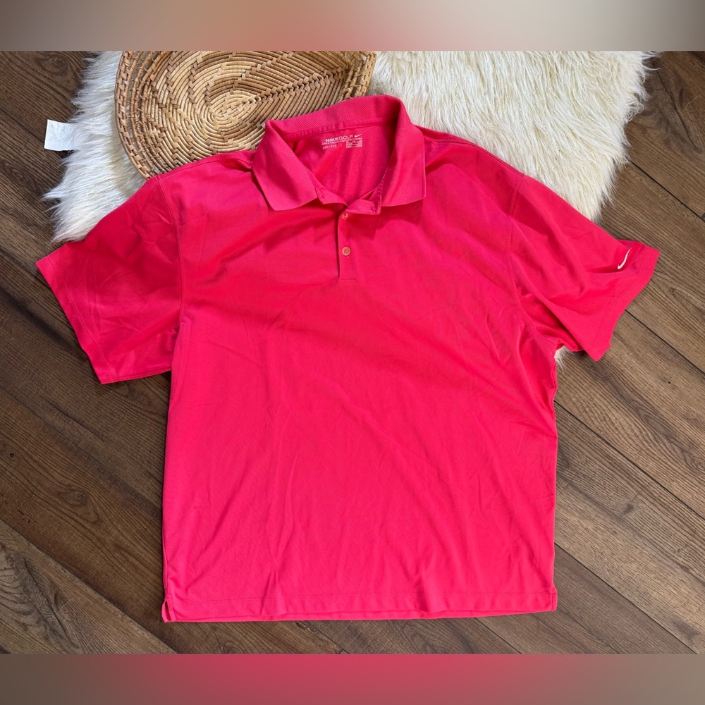 Nike Coral Red Golf Tour Performance Dri Fit Short Sleeve Polo Shirt Size XXL
